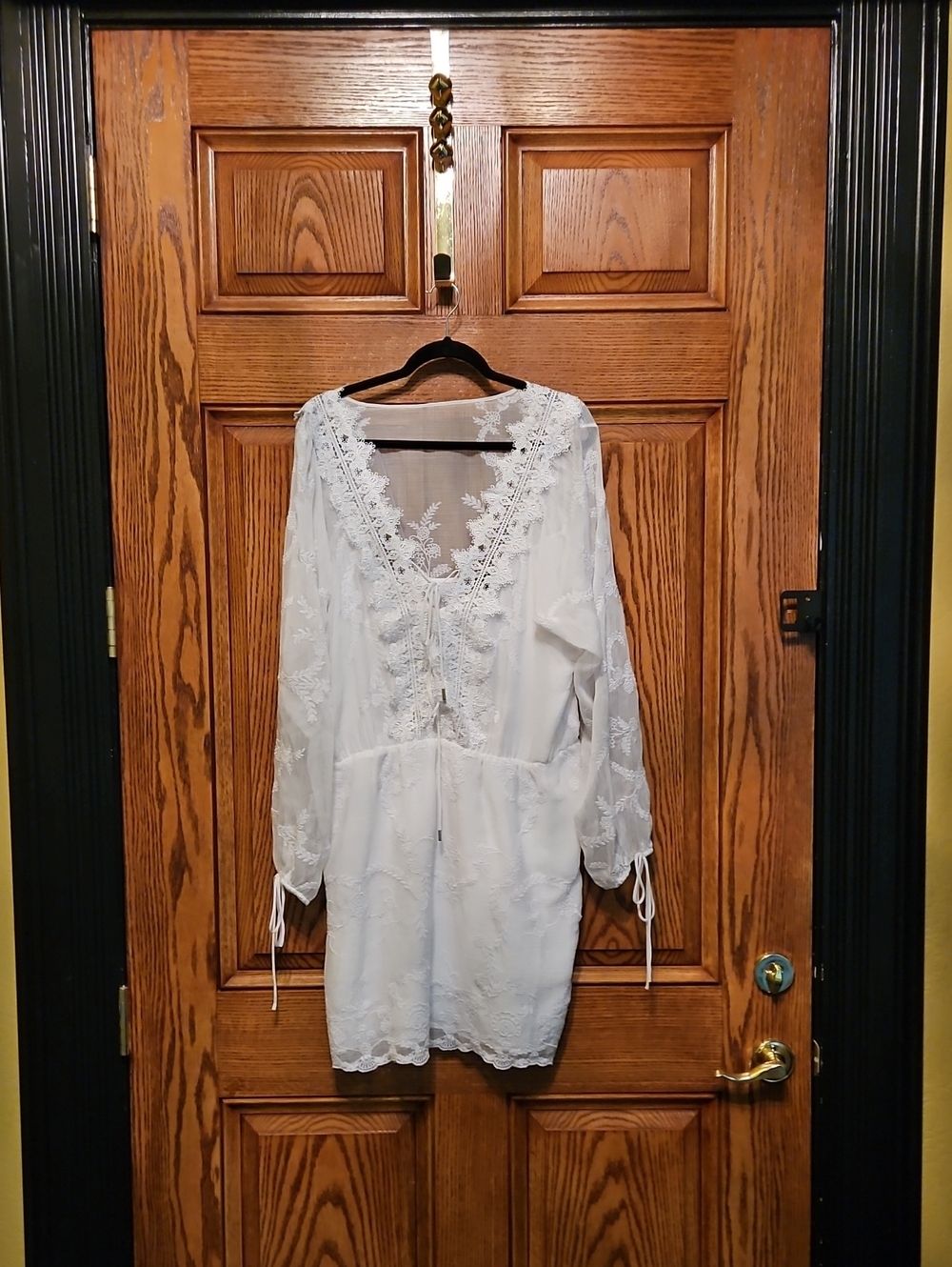 Intricate Lace V-Neck Cover-Up Tunic